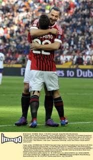 Football - soccer: Serie A, AC Mailand - Lecce , Antonio Nocerino - Jubel nach 1-0 mit Zlatan Ibrahimovic xHOCHxZWEIx xItalyxPhotoxPressx 