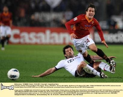 Kakhaber Kaladze Genoa and Bojan Krkic Roma - Roma, 19 03 2012 - Serie A 2011 2012 - AS Roma vs FC Genoa CFC 1893 - andreaxstaccioli