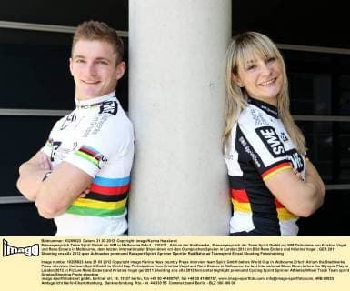Pressegespräch Team Spirit GmbH vor WM in Melbourne Erfurt , 210312 , Atrium der Stadtwerke , Pressegespräch der Team Spirit GmbH zur WM-Teilnahme von Kristina Vogel und Rene Enders in Melbourne , dem letzten internationalen Show-down vor den Olympischen Spielen in London 2012 im Bild Rene Enders und Kristina Vogel