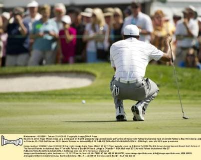 March 23, 2012: Tiger Woods lines up a birdie putt on the 9th green during second round golf action of the Arnold Palmer Invitational held at Arnold Palmer s Bay Hill Club & Lodge in Orlando, FL PGA Golf Herren 2012: Arnold Palmer Invitational MAR 23 - ZUMAcg2