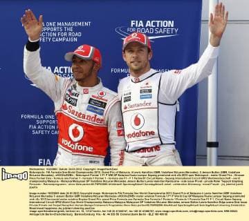 Motorsports: FIA Formula One World Championship 2012, Grand Prix of Malaysia, 4 Lewis Hamilton (GBR, Vodafone McLaren Mercedes), 3 Jenson Button (GBR, Vodafone McLaren Mercedes), xHOCHxZWEIx
