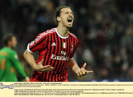 Zlatan IBRAHIMOVIC (Milan) goal celebration - Milano, 24 3 2012 - Serie A 2011 2012 - AC Milan Vs AS Roma allexsabba