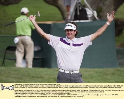 March 24, 2012: Bubba Watson reacts to sinking a long birdie putt to finish -5 for third round golf action of the Arnold Palmer Invitational held at Arnold Palmer s Bay Hill Club & Lodge in Orlando, FL PGA Golf Herren 2012: Arnold Palmer Invitational MAR 24 - ZUMAcg2