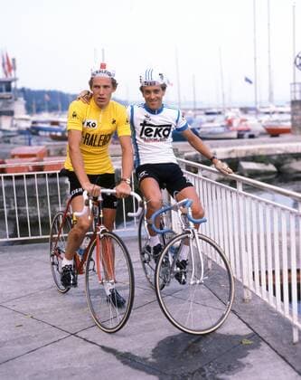 Dietrich Thurau (BR Deutschland) im gelben Trikot und Klaus Peter Thaler (BR Deutschland)