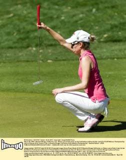 March 30, 2012 - Rancho Mirage, California, U.S - Diana Luna of Italy lines up her ball before putting during round 2 of Kraft Nabisco Championship held at Mission Hills Country Club in Rancho Mirage, California Kraft Nabisco Championship - Second Round - LPGA - ZUMAm30