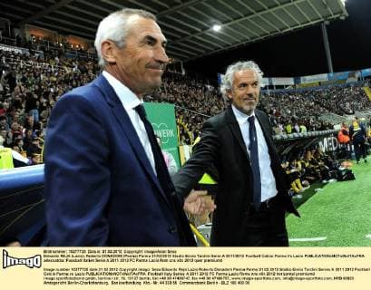 Edoardo REJA (Lazio), Roberto DONADONI (Parma) Parma 31 03 2012 Stadio Ennio Tardini Serie A 2011 2012 Football Calcio Parma Vs Lazio allexsabba