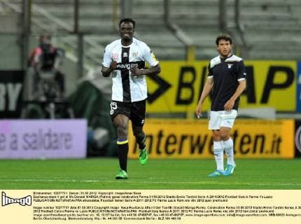 Esultanza dopo il gol di Mc Donald MARIGA (Parma) gpoal celebration Parma 31 03 2012 Stadio Ennio Tardini Serie A 2011 2012 Football Calcio Parma Vs Lazio allexsabba