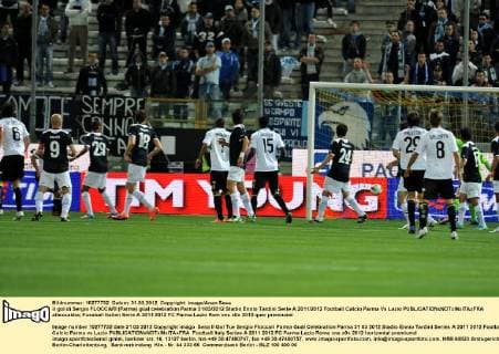 il gol di Sergio FLOCCARI (Parma) goal celebration Parma 31 03 2012 Stadio Ennio Tardini Serie A 2011 2012 Football Calcio Parma Vs Lazio allexsabba