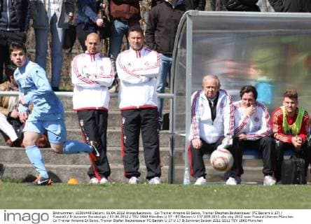 Co-Trainer Antonio Di Salvo, Trainer Stephan Beckenbauer (FC Bayern U 17) Fussball B-Junioren Bundesliga 01.04.2012 TSV 1860 München U 17 - FC Bayern U 17