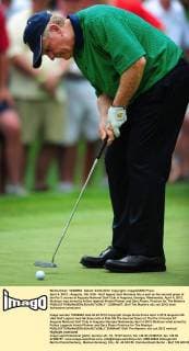April 4, 2012 - Augusta, GA, USA - Golf legend Jack Nicklaus hits a putt on the second green of the Par 3 course at Augusta National Golf Club in Augusta, Georgia, Wednesday, April 4, 2012. Nicklaus was joined by fellow legends Arnold Palmer and Gary Player. Practice for The Masters - ZUMAm67