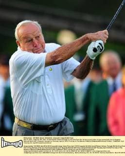 April 5, 2012 - Augusta, GA, USA - Arnold Palmer follows through on his drive from the 1st tee as part of the 1st tee ceremonial drive at Augusta National Golf Club in Augusta, Georgia on Thursday, April 5, 2012. First day of The Masters - ZUMAm67