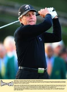 April 5, 2012 - Augusta, GA, USA - Gary Player watches his drive from the 1st tee as part of the 1st tee ceremonial drive at Augusta National Golf Club in Augusta, Georgia on Thursday, April 5, 2012. First day of The Masters - ZUMAm67