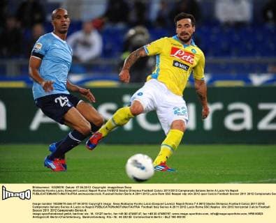 Abdoulay Konko Lazio, Ezequiel Lavezzi Napoli Roma 7 4 2012 Stadio Olimpico Football Calcio 2011 2012 Campionato Italiano Serie A Lazio Vs Napoli andreaxstaccioli