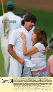April 8, 2012 - Augusta, GA, USA - Bubba Watson hugs his mother Mollie Watson following his victory in the Masters at the Augusta National Golf Club in Augusta, Georgia, Sunday, April 8, 2012. The Masters - ZUMAm67