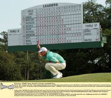 April 8, 2012 - Augusta, GA, USA - Fred Couples prepares to putt on the 18th green during the final round of the Masters at the Augusta National Golf Club in Augusta, Georgia, Sunday, April 8, 2012. The Masters - ZUMAm67
