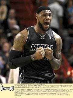 April 10, 2012 - Miami, FL, USA - Miami Heat s LEBRON JAMES screams after he was called for a foul during an NBA Basketball Herren USA game against the Boston Celtics during the first quarter at the American Airlines Arena. NBA Basketball Herren USA 2012 - Celtics Beat Heat 115-107 - ZUMAm67
