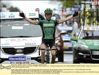 Thomas Voeckler ( Europcar ) Victoire Joie CYCLISME : Fleche Brabanconne - 11 04 2012 PhotoNews Panoramic 