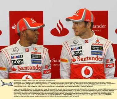 Motorsports: FIA Formula One World Championship 2012, Grand Prix of China, 4 Lewis Hamilton (GBR, Vodafone McLaren Mercedes), 3 Jenson Button (GBR, Vodafone McLaren Mercedes), xHOCHxZWEIx