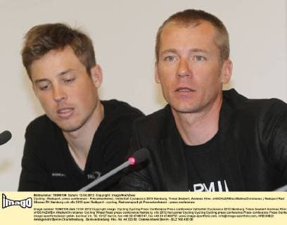 Cycling - Radsport: press conference - Pressekonferenz, Vattenfall Cyclassics 2012 Hamburg, Timon Seubert, Andreas Klier, xHOCHxZWEIx xMaltexChristiansx