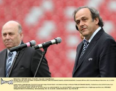 MICHEL PLATINI VISITS NATIONAL STADIUM IN WARSAW  20120412CSKP4001