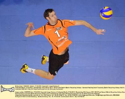 Volleyball Berlin 17.04.2012 1. Bundesliga DVL Saison 2011 2012 Finale Spiel 4 Berlin Recycling Volleys - Generali Haching Scott Touzinsky (Berlin Recycling Volleys, No.01)