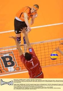 Volleyball Berlin 17.04.2012 1. Bundesliga DVL Saison 2011 2012 Finale Spiel 4 Berlin Recycling Volleys - Generali Haching Felix Fischer (Berlin Recycling Volleys, No.06) Fredy Cedeno (Haching, No. 07)