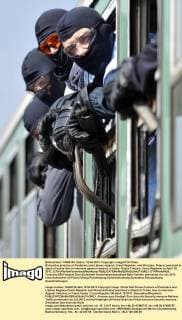 Riot-police practice of Pardubice and Liberec regions, Czech Republic, and Wroclaw, Poland, practiced in depot of trains how to intervene against violence in trains. Ceska Trebova, Czech Republic on April 18, 2012. (CTKxPhoto AlexandraxMlejnkova)  CTKPhoto6429