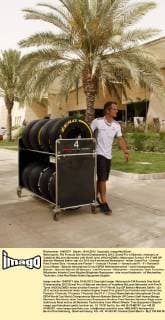 Motorsports: FIA Formula One World Championship 2012, Grand Prix of Bahrain, mechanic of Vodafone McLaren Mercedes with Pirelli tyres xHOCHxZWEIx