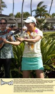 April 21, 2012: Ai Miyazato celebrates her 12 under par victory with a traditional Hawaiian hula dance after winning the LPGA Golf Damen LOTTE Championship at Ko Olina Golf Club in Kapolei, Hawai i LPGA Golf Damen 2012: LOTTE Championship APR 21 - ZUMAct5