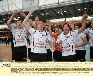 Deutsche Meister Paul Carroll (Berlin Recycling Volleys) 12 Felix Fischer (Berlin Recycling Volleys) 6 Kawika Shoji (Berlin Recycling Volleys) 2 Entscheidendes 5. Play-Off-Spiel um die Deutsche Meisterschaft zwischen Generali Haching und Berlin Recycling Volleys in Unterhaching