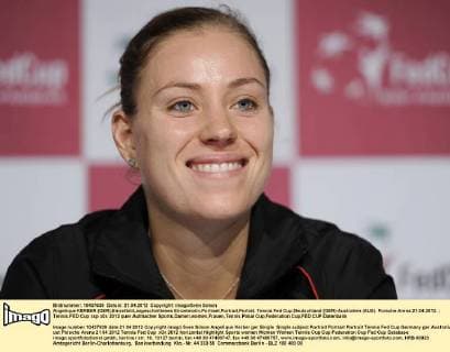 Angelique KERBER (GER),Einzelbild,angeschnittenes Einzelmotiv,Portraet,Portrait,Porträt. Tennis Fed Cup:Deutschland (GER)-Australien (AUS). Porsche Arena.21.04.2012.