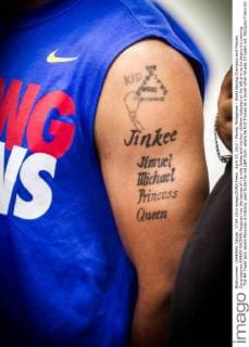 April 17, 2012 - Manila, Philippines - World Boxing Champion and Filipino Congressman MANNY PACMAN Pacquiao has the names of his wife Jinkee and his four children tattooed on his left arm as he begins his training . The MP Tower gym where Pacquiao is training used to be the old L&M Gym, where he first trained as a boxer when he was 17-years old. Pacquiao Trains for Bradley Fight  - ZUMAs11