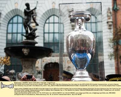 UEFA EURO 2012 football cup arrived to Gdansk. Gdansk 24.04.2012. The Henri Delaunay Cup, the trophy for the UEFA EURO 2012 football championships, arrived to Gdansk. Henri Delaunay Cup parrade in the Gdansk City centre delu_240412 