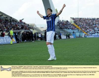 Nz Udine 25 04 2012 - campionato di calcio serie A Udinese-Inter foto Nicolo Zangirolami Image Sport nella foto: esultanza gol Ricardo Alvarez 