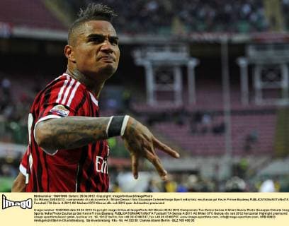 Gc Milano 25 04 2012 - campionato di calcio serie A Milan-Genoa foto Giuseppe Celeste Image Sport nella foto: esultanza gol Kevin Prince Boateng 