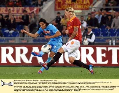 Gol di Edinson Cavani Napoli Goal 1-2 - Roma 28 4 2012 Stadio Olimpico Football Calcio 2011 2012 Serie A AS Roma Vs SSC Napoli andreaxstaccioli