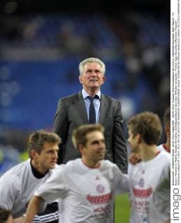 25.04.2012, Fussball Championsleague 2011 2012, Halbfinale Rückspiel, Real Madrid - FC Bayern München in Madrid, Estadio Bernabeu. Schlußjubel Bayern nach dem Elfmeter schiessen , Trainer Jupp Heynckes (München)