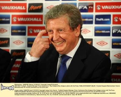 3921-3921 Football - England Manager Press Conference - Roy Hodgson Roy Hodgson jokes with the Press. 