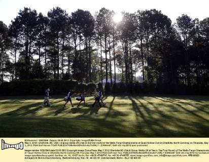May 3, 2012 - Charlotte, NC, USA - A group walks off a tee in the first round of the Wells Fargo Championship at Quail Hollow Club in Charlotte, North Carolina, on Thursday, May 3, 2012. PGA Golf Herren TOUR - ZUMAm67