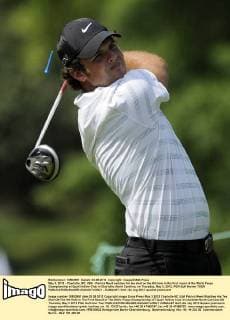 May 3, 2012 - Charlotte, NC, USA - Patrick Reed watches his tee shot on the 9th hole in the first round of the Wells Fargo Championship at Quail Hollow Club in Charlotte, North Carolina, on Thursday, May 3, 2012. PGA Golf Herren TOUR - ZUMAm67