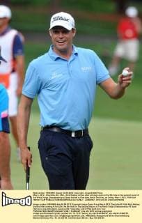 May 4, 2012 - Charlotte, NC, USA - Nick Watney smiles after sinking a putt on the 5th hole in the second round of the Wells Fargo Championship at Quail Hollow in Charlotte, North Carolina, on Friday, May 4, 2012. PGA Golf Herren TOUR - ZUMAm67