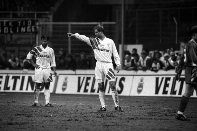 Holger Fach (re.) und Ulf Kirsten (beide Bayer 04 Leverkusen)
