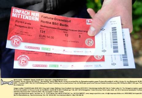 Fussball, Herren, Saison 2011 2012, 1. Bundesliga, Hertha BSC Berlin, Kartenvorverkauf für die Relegationsspiele gegen Fortuna Düsseldorf, im Bild: Karten für das Rückspiel, 08.05. 2012,