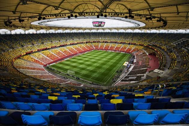 (120509) -- BUCHAREST, May 9, 2012 (Xinhua) -- The National Arena of Bucharest, Romania, is pictured ahead of the 2012 Europa League final on May 9, 2012. Club Atletico de Madrid and Athletic Club from Spain will compete for the Europa League trophy on Wednesday night in Bucharest. (Xinhua Zhou Lei) (jyc) ROMANIA-BUCHAREST-SOCCER-2012 EUROPA LEAGUE FINAL 