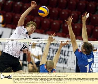 09.05.2012 Sofia(Bulgaria) European olympic games qualifiers men s volleyball Germany-Finland Max Günthör(L) Germany :Stringer in cooperation with 