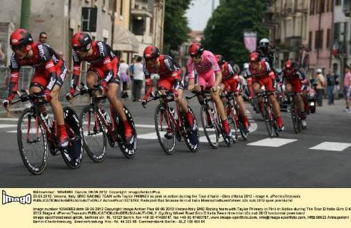 09.05.2012, Verona, Italy. BMC RACING TEAM with Taylor PHINNEY in pink in action during the Tour d Italie - Giro d Italia 2012 - stage 4. xPierrexTeyssotx  ActionPlus11273792