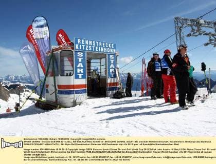 SPORT DIVERS - Ski und Golf WM 2012 ZELL AM SEE,AUSTRIA,10.MAI.12 - SKI ALPIN, DIVERS, GOLF - Ski und Golf Weltmeisterschaft, Kitzsteinhorn. Bild zeigt das Starthaus. 
