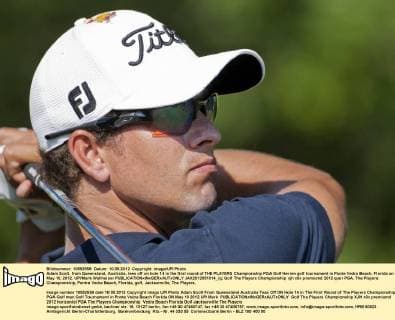 Adam Scott, from Queensland, Australia, tees off on hole 14 in the first round of THE PLAYERS Championship PGA Golf Herren golf tournament in Ponte Vedra Beach, Florida on May 10, 2012. UPI Mark Wallheiser  JAX2012051014_lg
