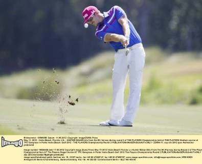 May 11, 2012 - Vedra Beach, Florida, U.S. - HUNTER MAHAN hits from the 8th fairway during round 2 of THE PLAYERS Championship held at THE PLAYERS Stadium course at TPC Sawgrass in Ponte Vedra Beach. Golf 2012 - THE PLAYERS Championship Round 2  - ZUMAr11