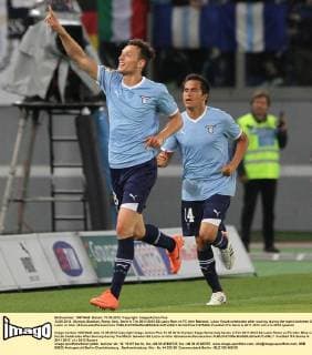 13.05.2012. Olympic Stadium, Rome, Italy. Serie A Tim 2011 2012 SS Lazio Rom vs FC Inter Mailand; Libor Kozak celebrates after scoring during the match between SS Lazio vs Inter xEmanuelexPennacchiox  ActionPlus11275484